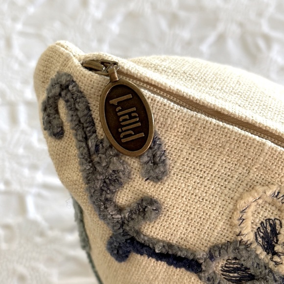 Like New Embroidered Accent Pillow, Shades of Blue on Cream, 14x20” - Picture 3 of 8